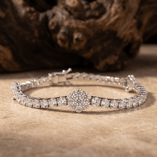 Crystal Cluster Tennis Bracelet