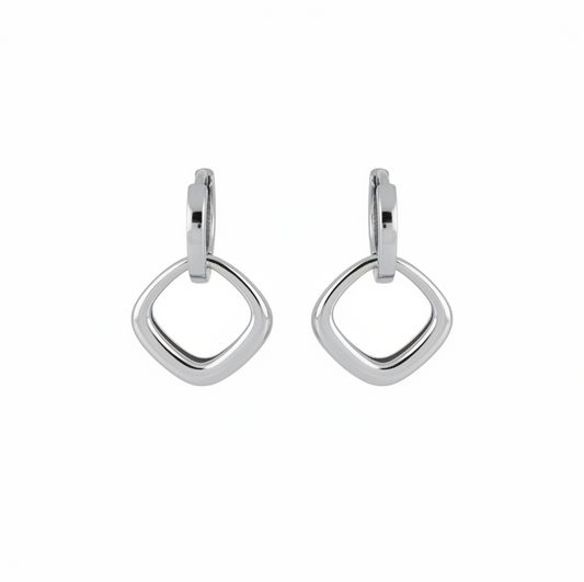 Double Hoop Square Drop Earrings