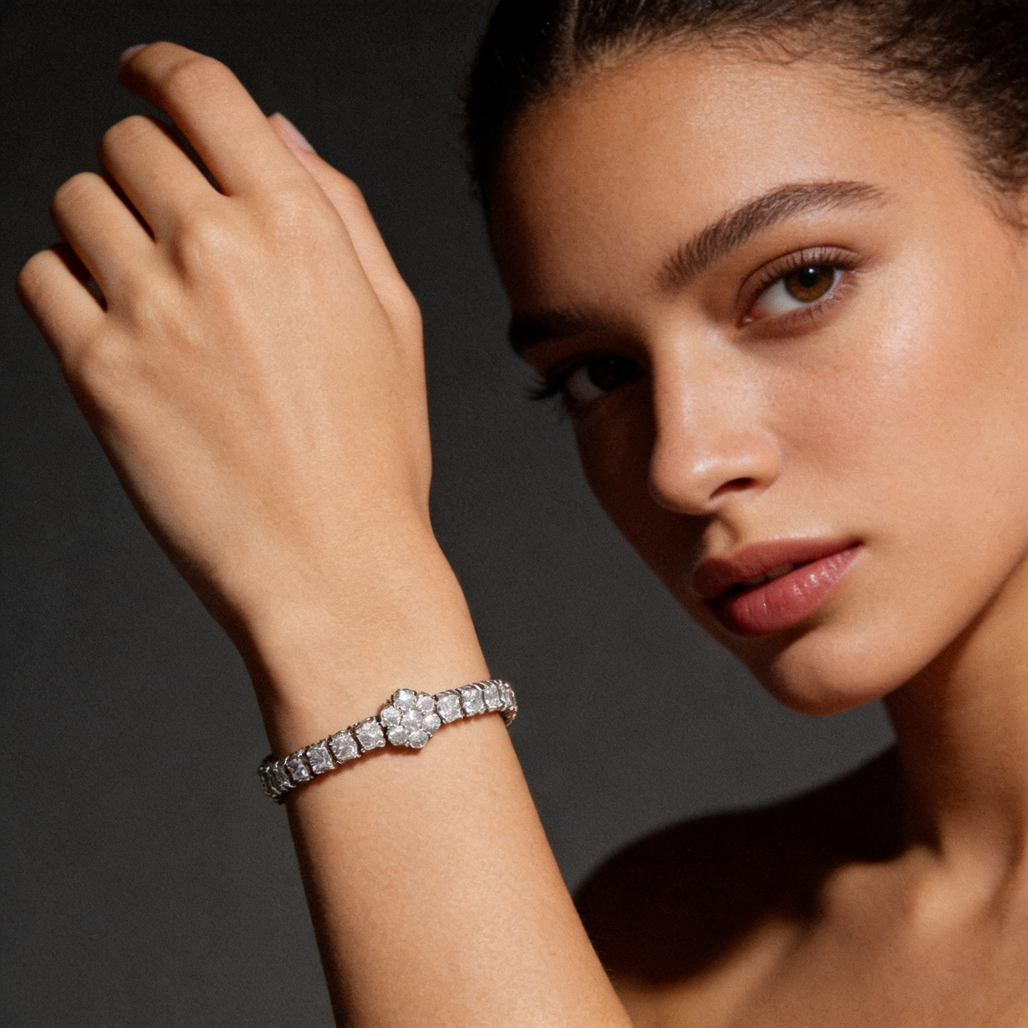 Crystal Cluster Tennis Bracelet