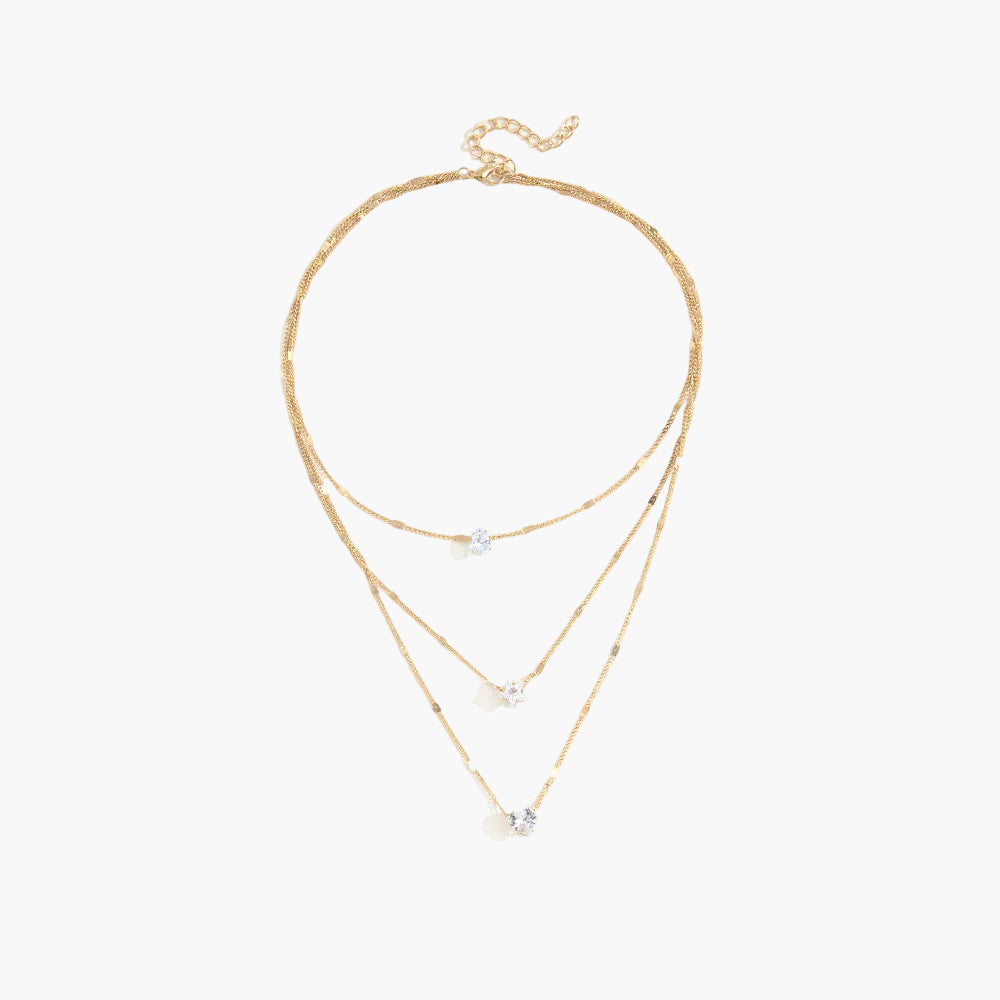 U-Curve Pavé Layered Necklace