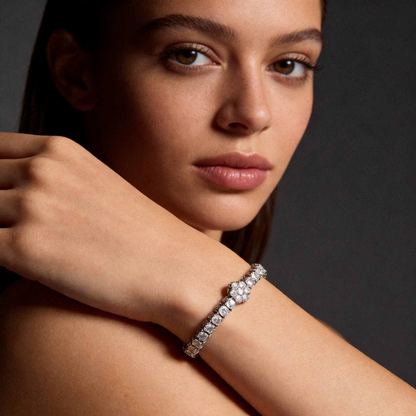 Crystal Cluster Tennis Bracelet