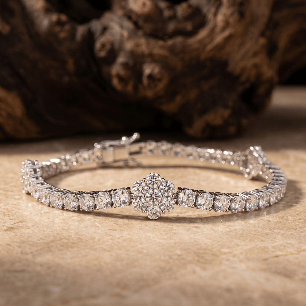 Crystal Cluster Tennis Bracelet