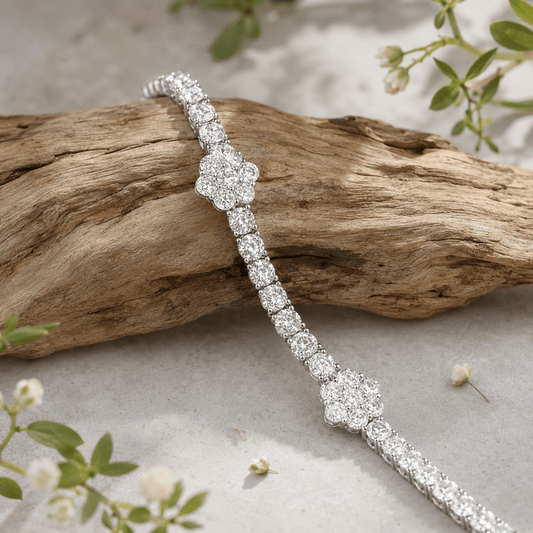 Crystal Cluster Tennis Bracelet