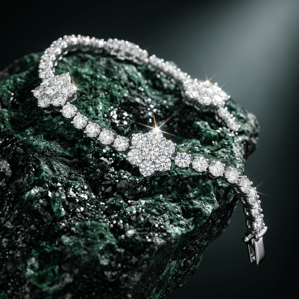 Crystal Cluster Tennis Bracelet
