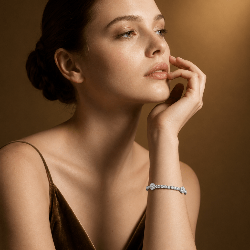 Crystal Cluster Tennis Bracelet