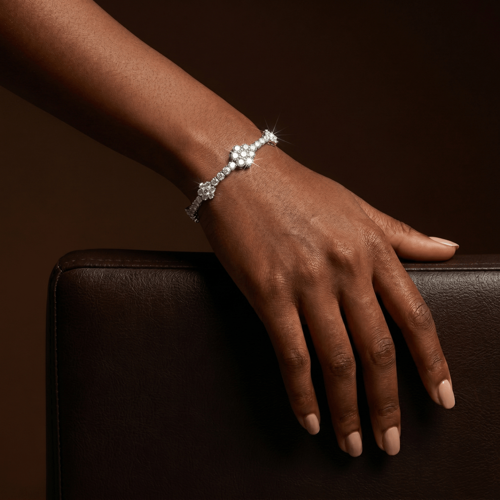 Crystal Cluster Tennis Bracelet