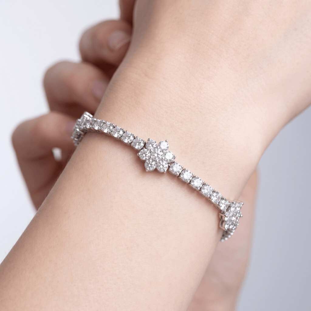Crystal Cluster Tennis Bracelet