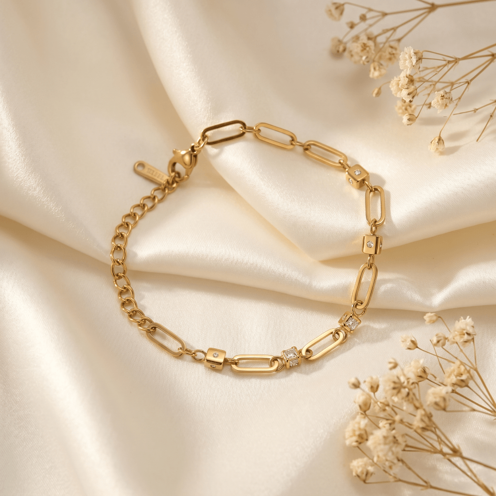 Crystal Paperclip Chain Bracelet