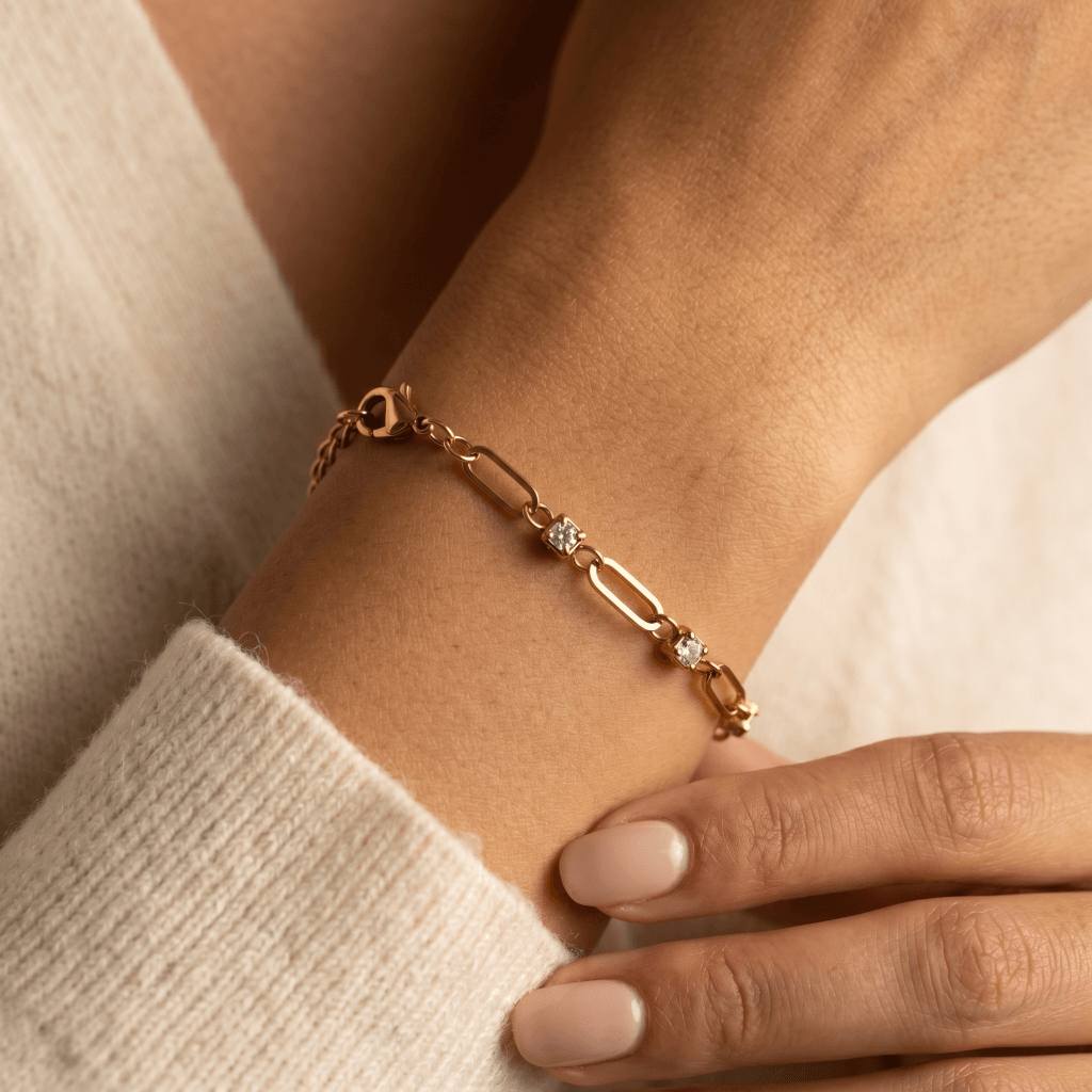 Crystal Paperclip Chain Bracelet