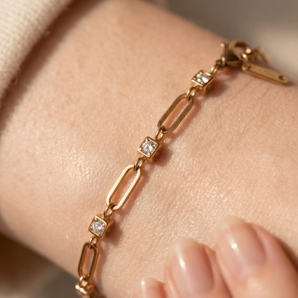 Crystal Paperclip Chain Bracelet