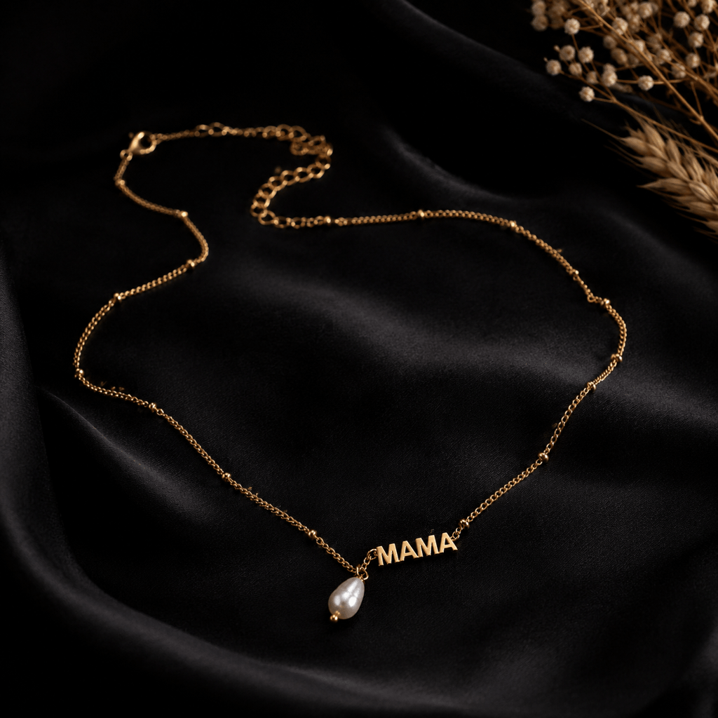 MAMA Pearl Letter Necklace