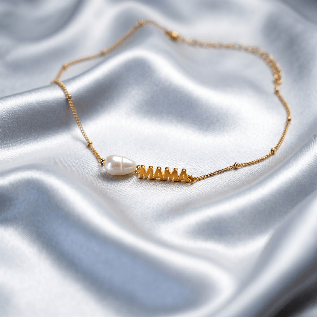 MAMA Pearl Letter Necklace