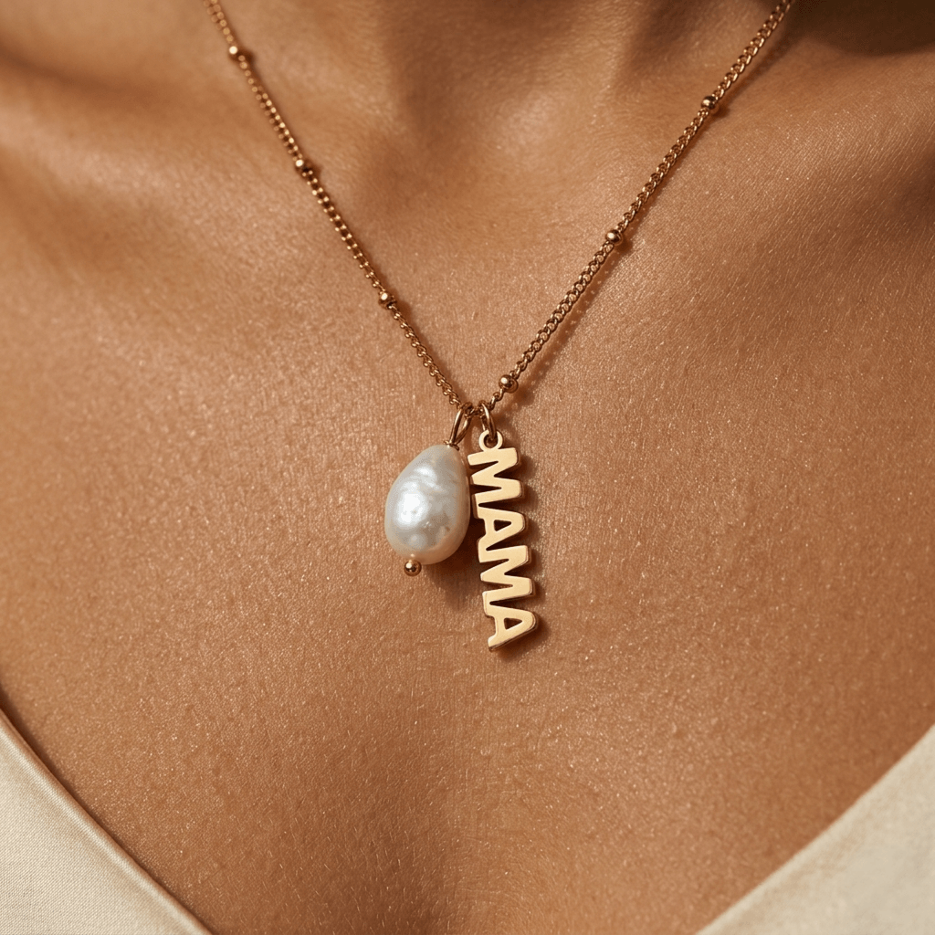 MAMA Pearl Letter Necklace