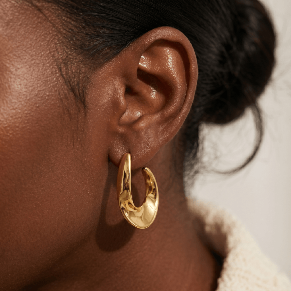 Twisted C-Hoop Gold Earrings