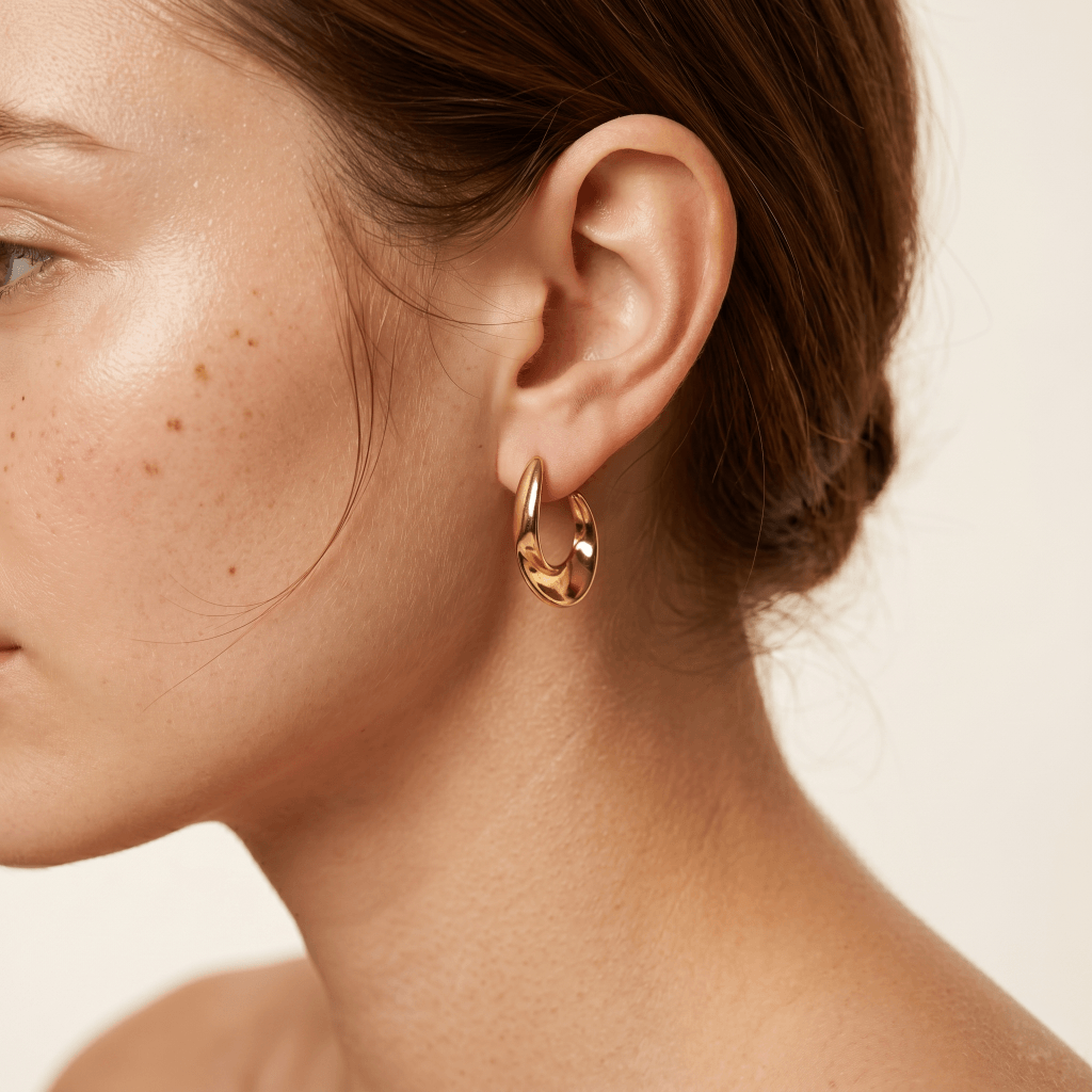 Twisted C-Hoop Gold Earrings