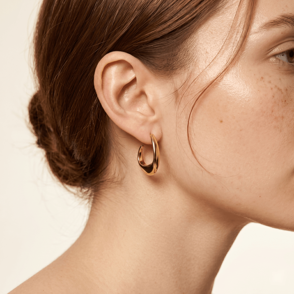 Twisted C-Hoop Gold Earrings