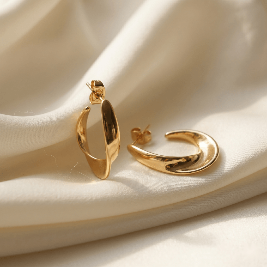 Twisted C-Hoop Gold Earrings
