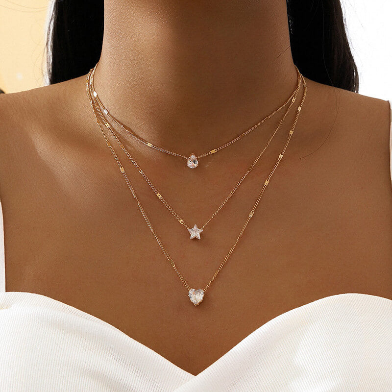 U-Curve Pavé Layered Necklace