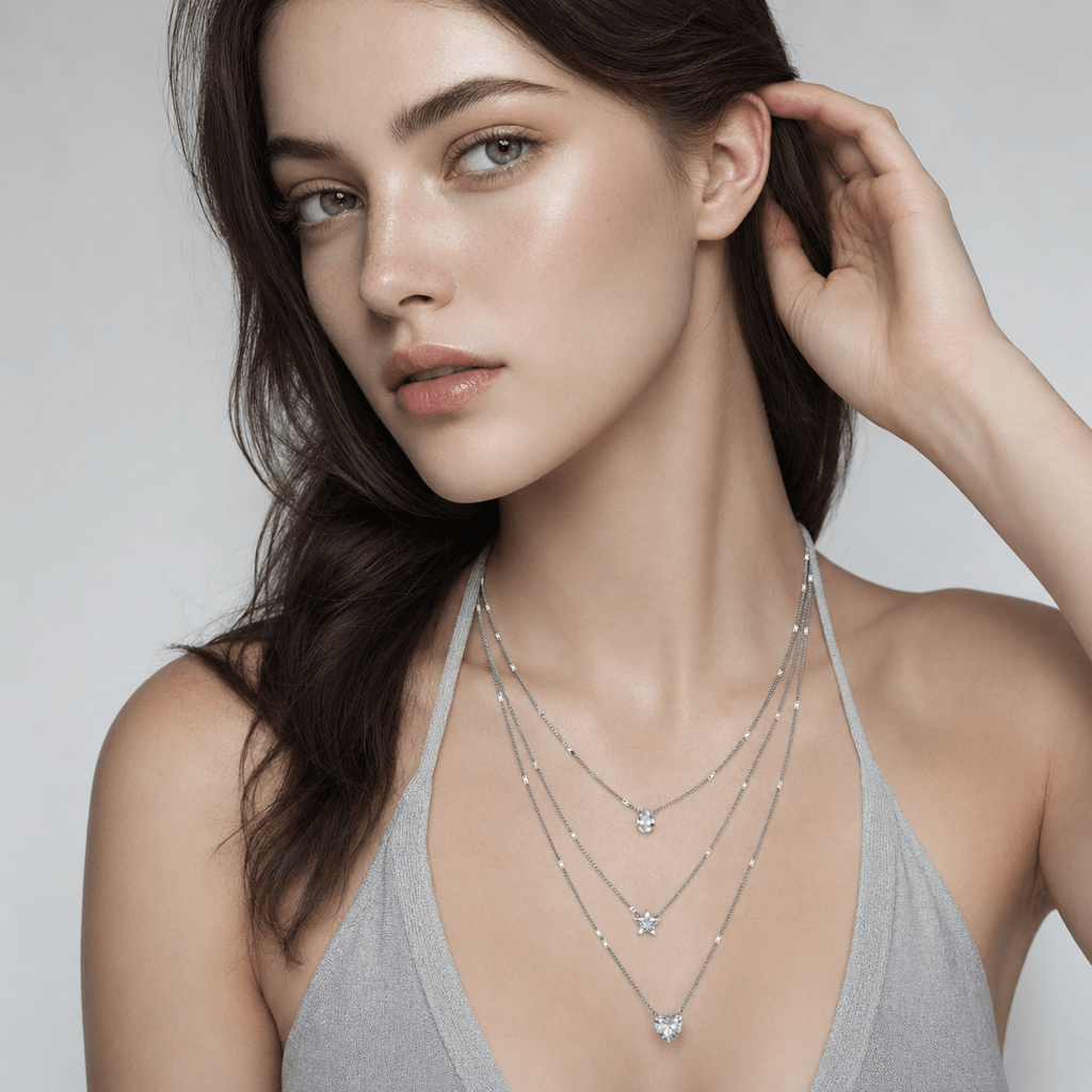 U-Curve Pavé Layered Necklace