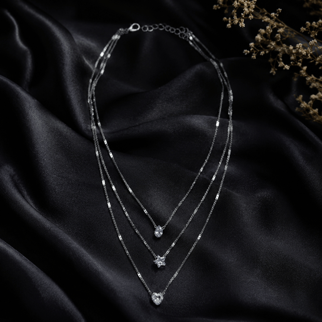 U-Curve Pavé Layered Necklace