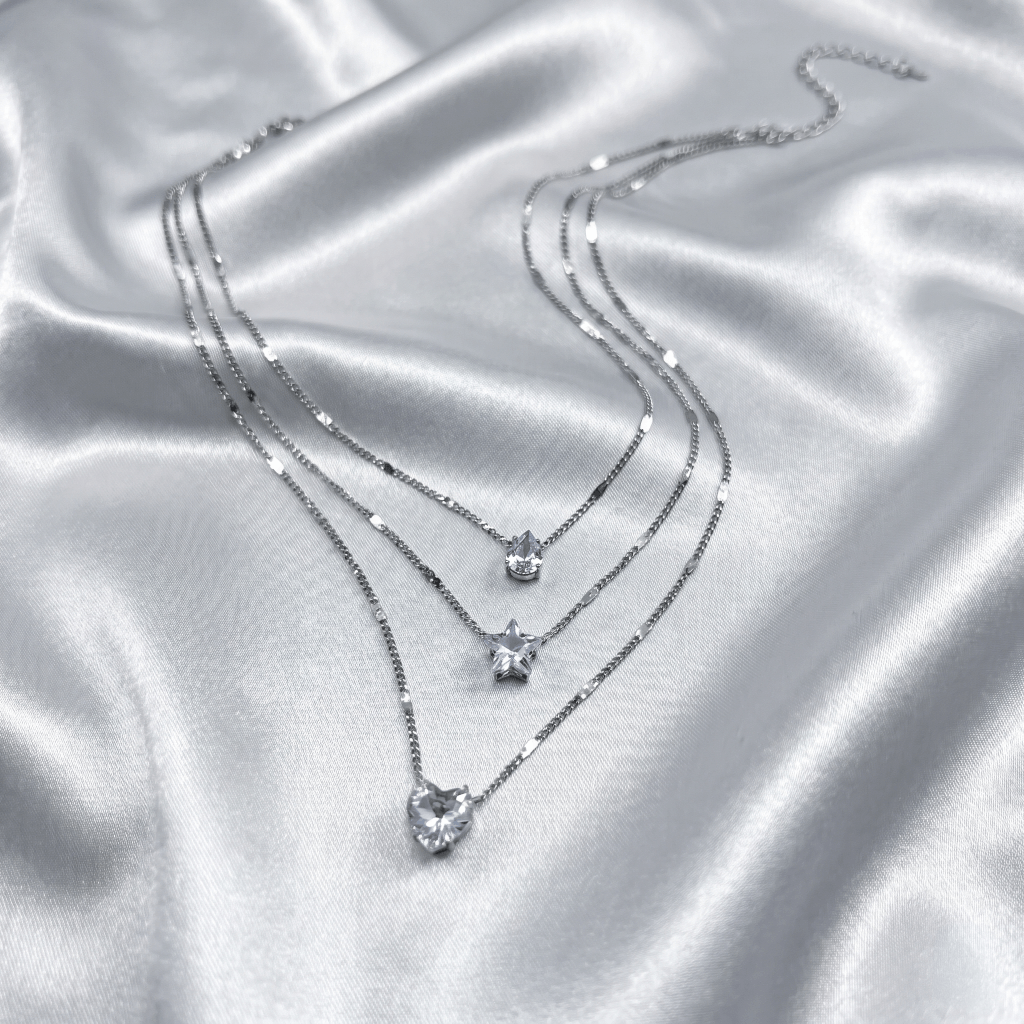 U-Curve Pavé Layered Necklace