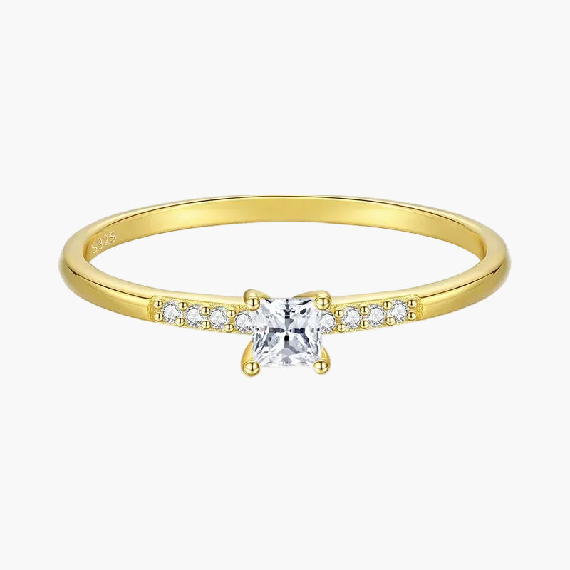 Princess Cut CZ Gold Ring