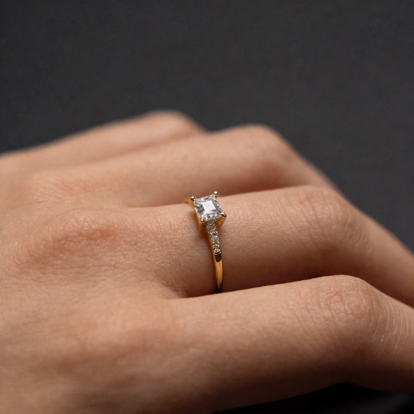 Princess Cut CZ Gold Ring
