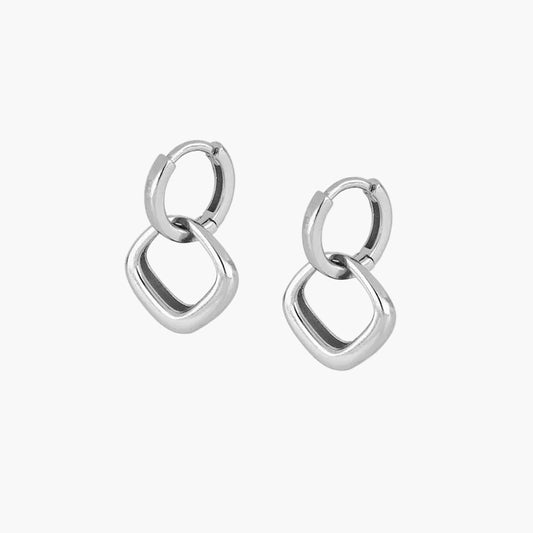Double Hoop Square Drop Earrings